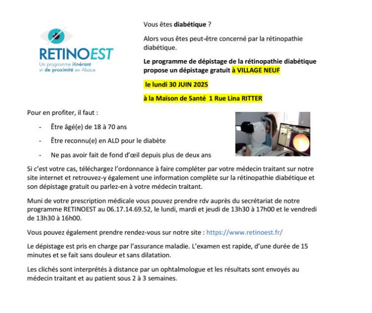 Dépistage de la rétinopathie diabétique à Village-Neuf